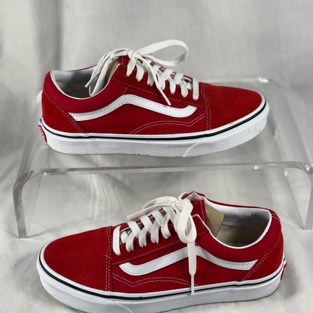 Vans Red and White Women's Sneakers - Picture 2 of 4